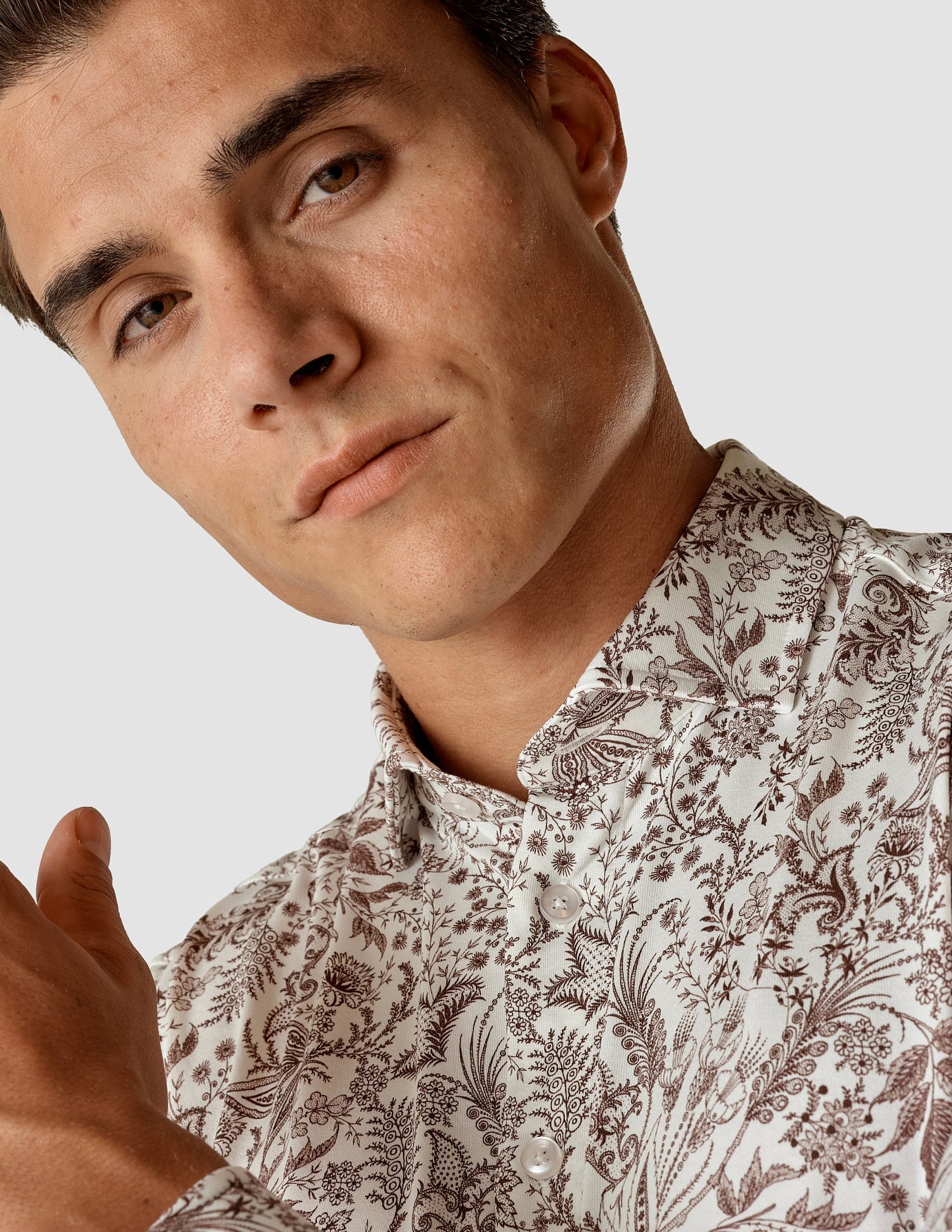 Classic Hemd Flower Wine Slim